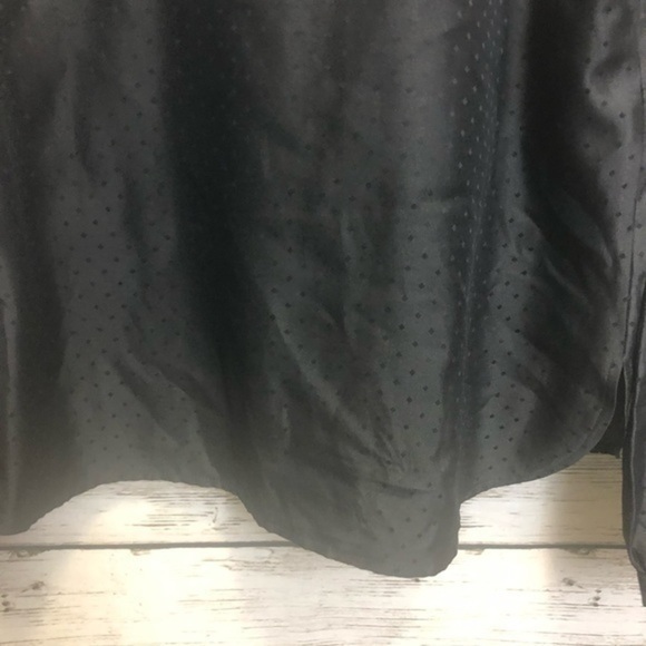 Oleg Cassini Black Tuxedo Polka Dot Mandarin Collar Button Up Blouse Med… - Picture 13 of 16